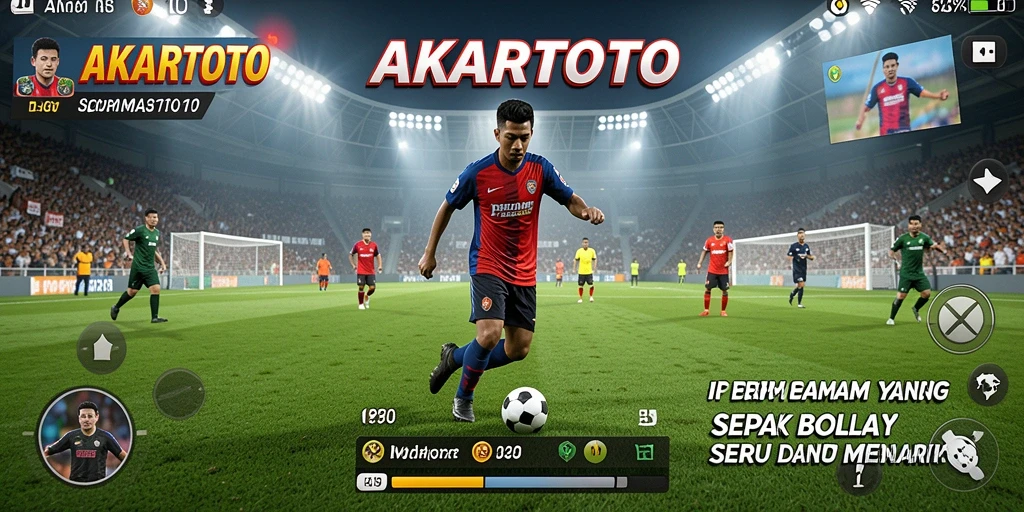 Tampilan gameplay AKARTOTO dengan grafik sepak bola yang menakjubkan.