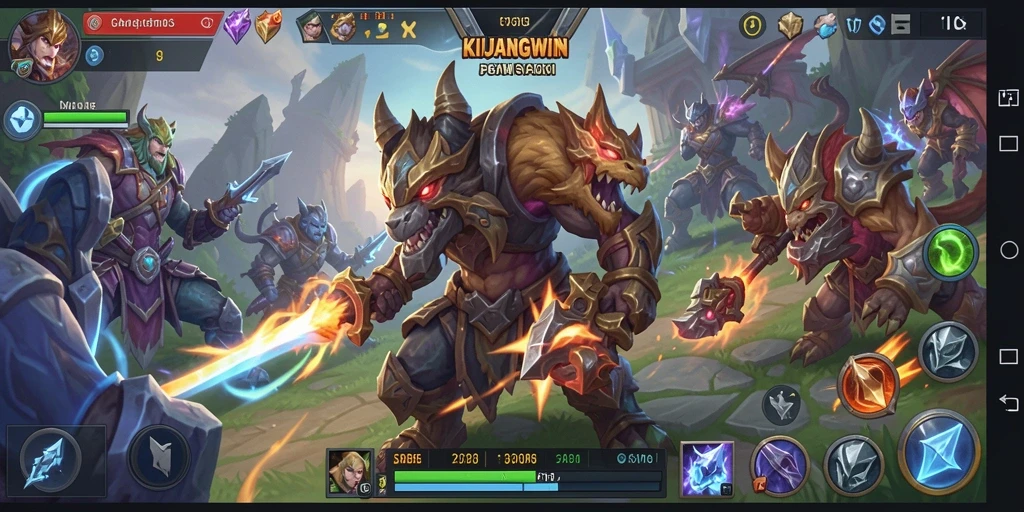 Screenshot menampilkan aksi seru dalam gameplay MOBA KIJANGWIN.