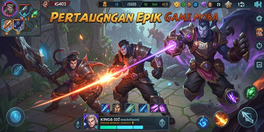 Screenshot gameplay seru dari KING403 menunjukkan pertarungan tim.