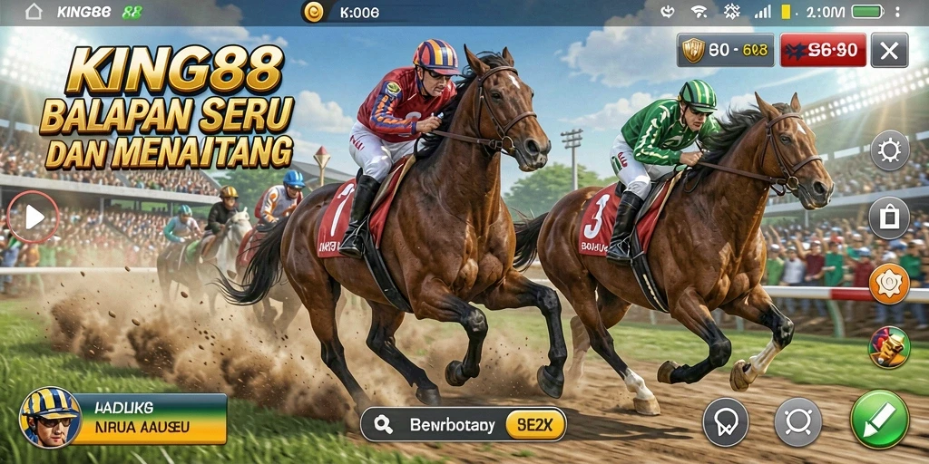 Gameplay KING88 yang menampilkan akselerasi mobil balap di lintasan.