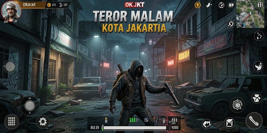Tampilan gameplay menegangkan saat menghadapi hantu di Jakarta.
