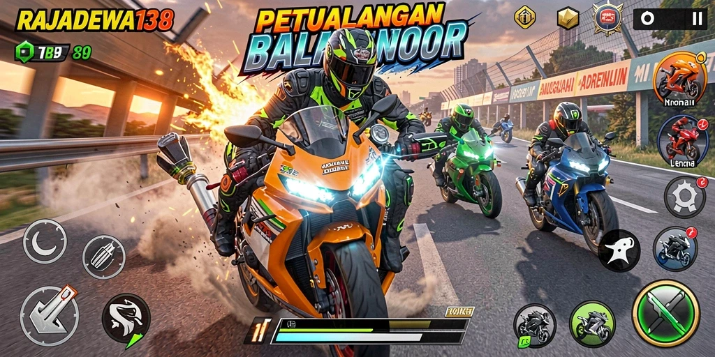 Screenshot gameplay RAJADEWA138 menampilkan balapan yang seru dan mendebarkan.