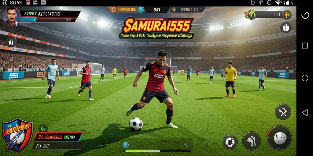 Tampilan permainan <strong>SAMURAI555</strong> yang menampilkan aksi sepak bola intens.